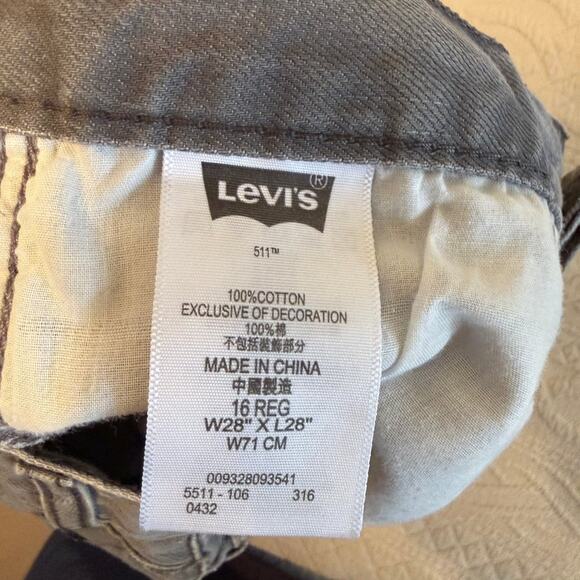 Levi's 511 Men's Slim Fit Gray Denim Jeans Size 28x28 Cotton - Picture 10 of 11